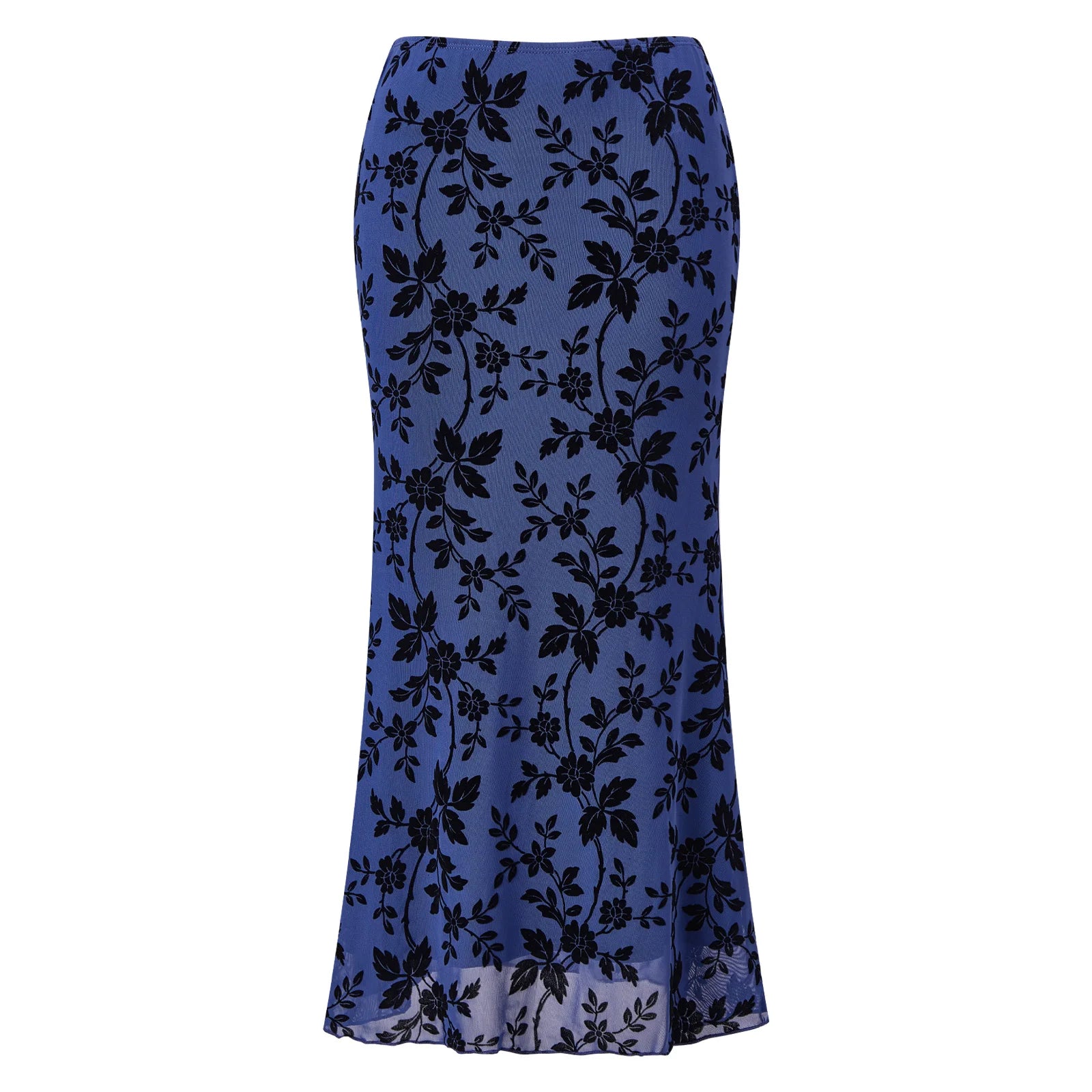 New Women's Floral Long Skirts High Waist Bodycon Mesh Fish Tail Skirt Summer Fall Bohemian Retro Party Going Out Skirts
