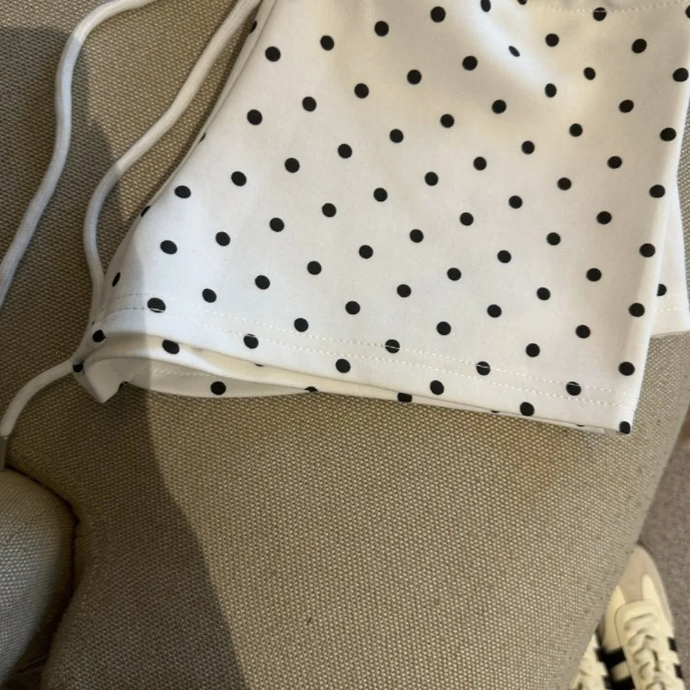 Street Style Polka Dot Women Shorts High Waist Drawstring Waist Polka Dot Shorts Elastic Waist Soft Hot Pants Women Girls