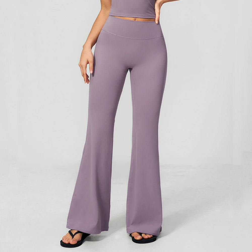 High Waist Flared Leggings Gym Fitness Bell-bottoms Yoga Pants Workout Runing Sport Legging Women's Control Tummy Wide Leg Pants