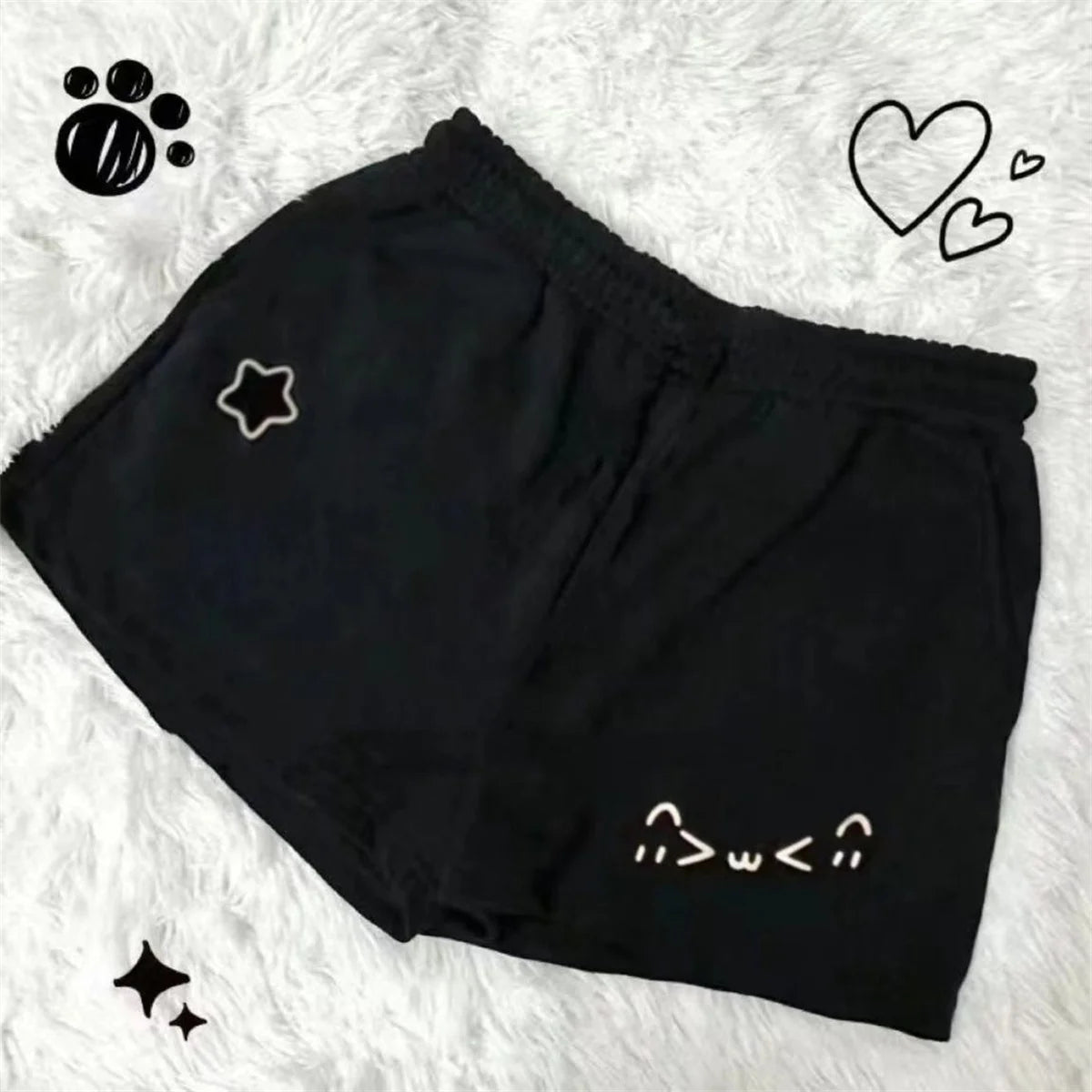 Japanese Kawaii Lolita Style Shorts Women Sweet Cartoon Embroidery Star Print Short Pants Girls Y2k Cute Home Shorts Ropa Mujer