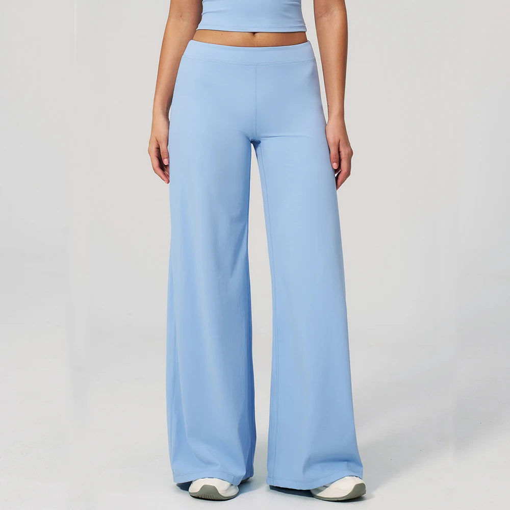 Womens Straight Leg Pants High Waisted Wide Leg Yoga Pants Breathable Loose Baggy Sweatpants for Gym Running Casual Bell-bottoms